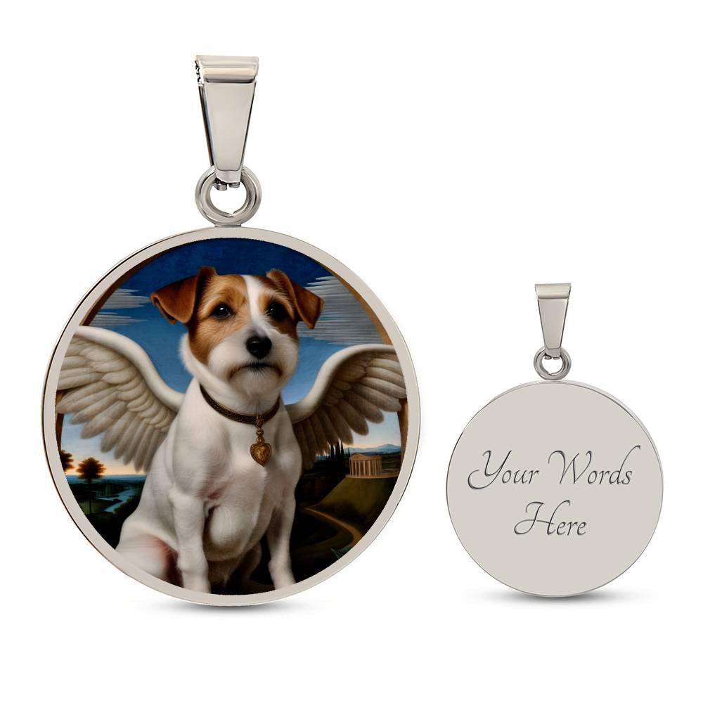 Jack Russell Terrier Angel Necklace, JRT Gifts, Personalized with Your Dog, Engrave Option, Renaissance Memorial Pendant