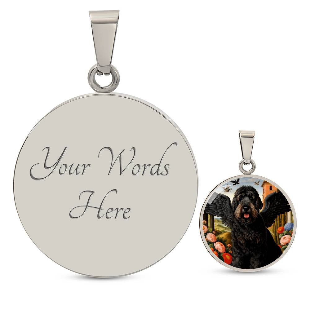 Black Russian Terrier Necklace, BRT Dog Gifts, Bernese Angel, Personalized with Your Dog, Engrave Option, Renaissance Memorial Pendant