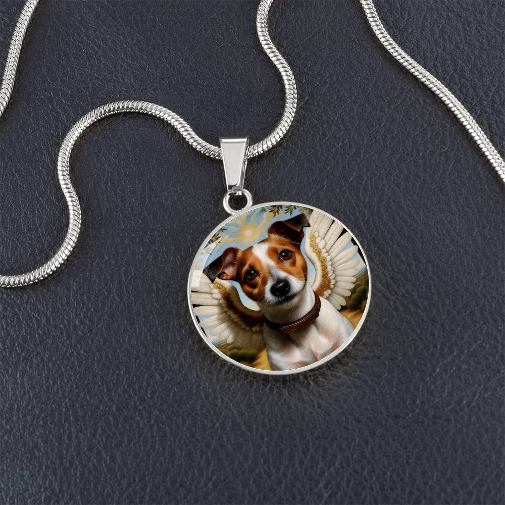 Jack Russell Terrier Necklace, JRT Gifts, Terrier Angel, Personalized with Your Dog, Engrave Option, Renaissance Memorial Pendant