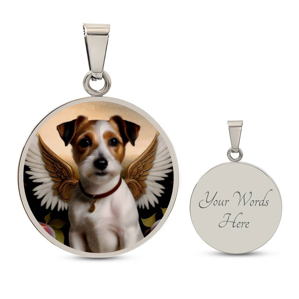 Jack Russell Terrier Angel Necklace, JRT Gifts, Personalized with Your Dog, Engrave Option, Renaissance Memorial Pendant