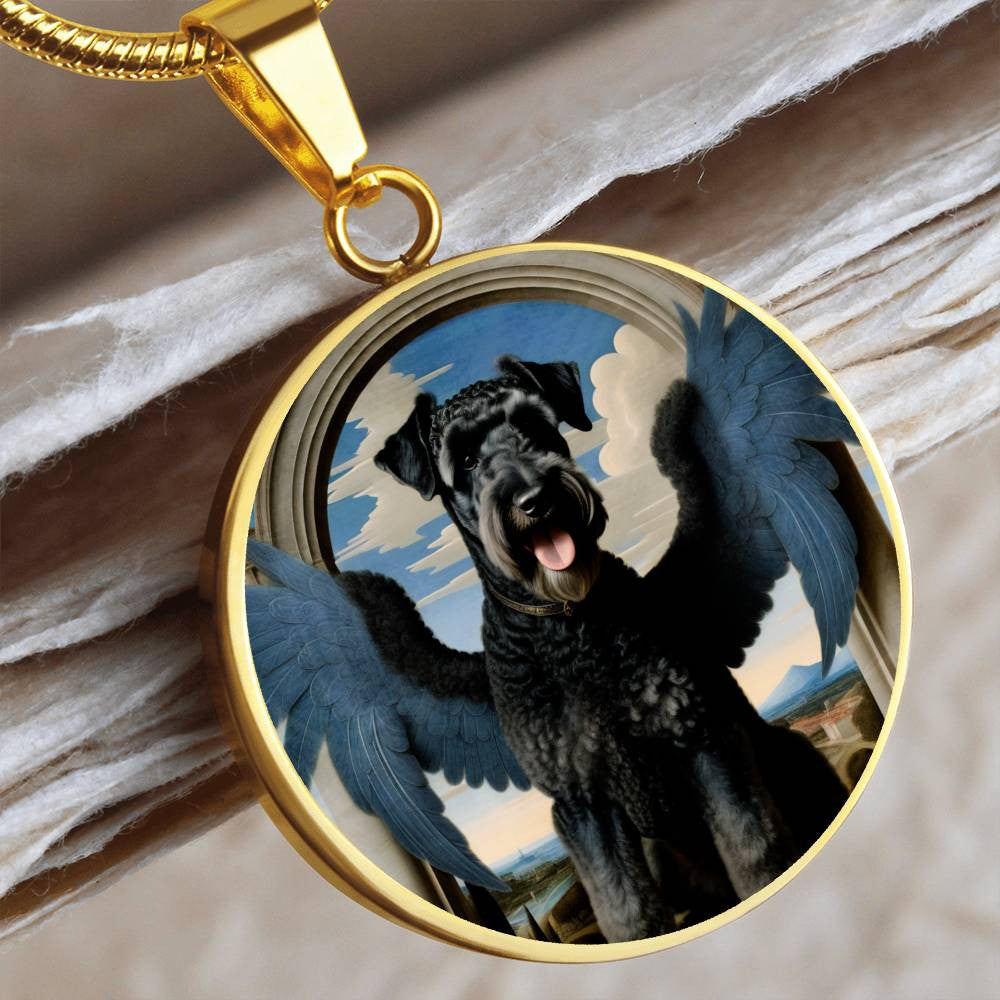 Kerry Blue Terrier Angel Necklace, Kerry Blue Terrier Gifts, Personalized with Your Dog, Engrave Option, Renaissance Memorial Pendant