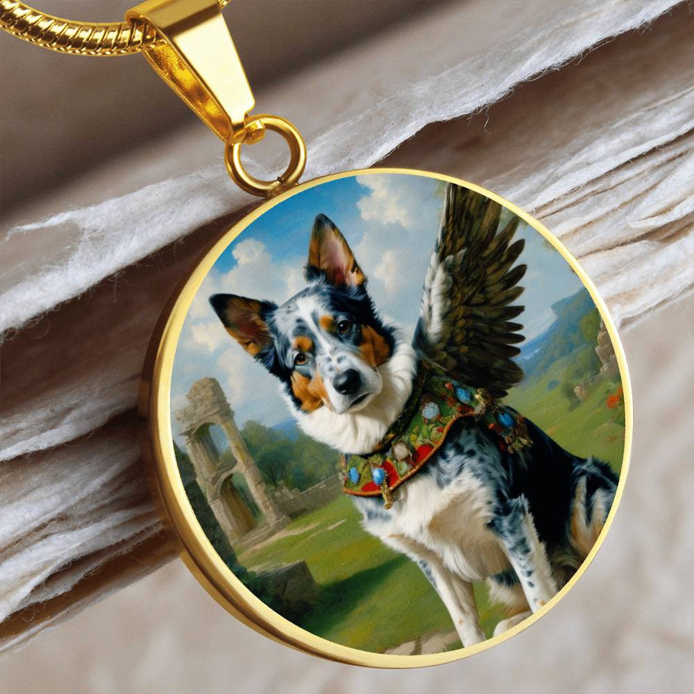 Australian Cattle Dog Angel Necklace, Blue Heeler, Engrave Option, Christmas Dog Gifts, Dog Pendant, Dog Memorial Jewelry