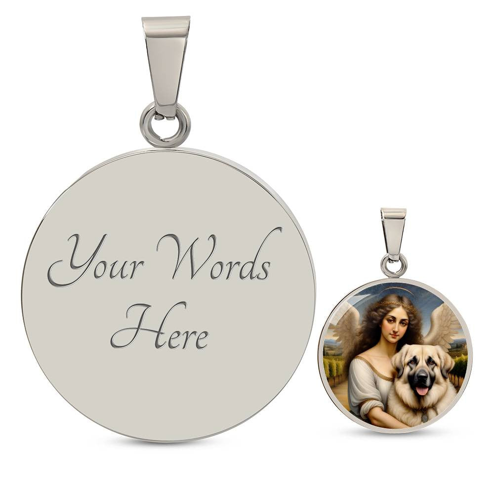 Kangal Dog Gifts, Anatolian Shepherd Dog and Angel Necklace, Engrave Option, Renaissance Memorial Dog Pendant