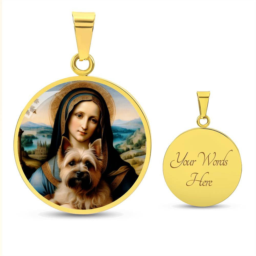 Cairn Terrier and Virgin Mary Necklace, Renaissance Dog Pendant, Engraving Option, Christmas Dog Gifts, Custom Dog Jewelry