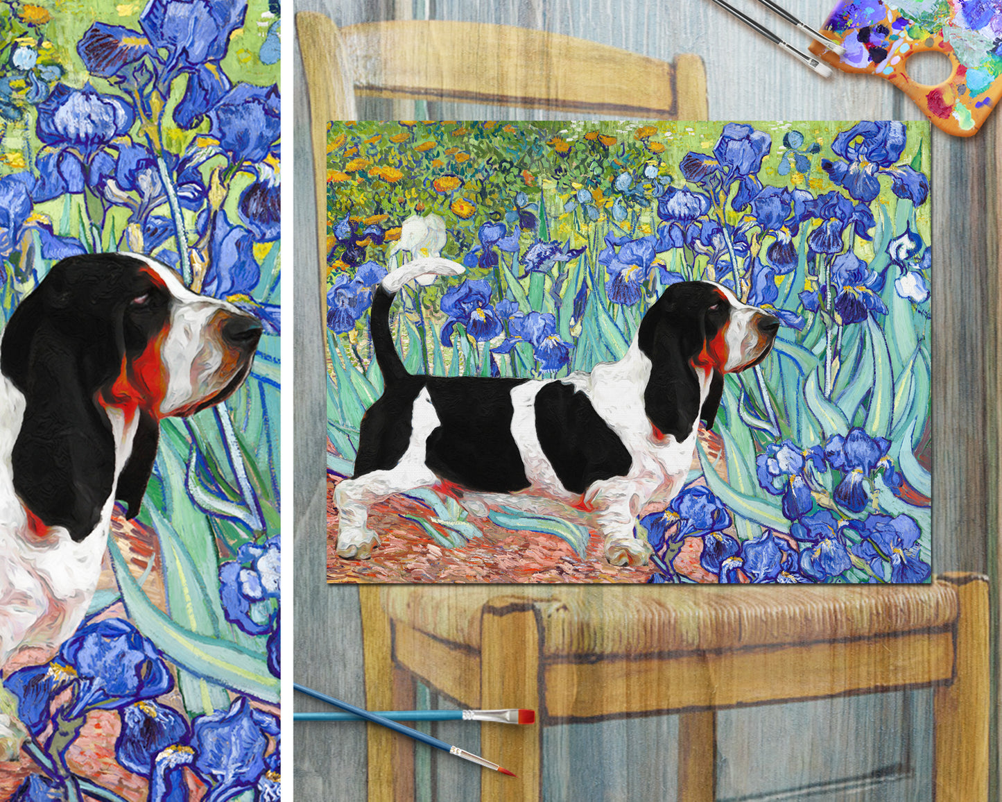 Basset Hound Irises Van Gogh Art by Nobility Dogs