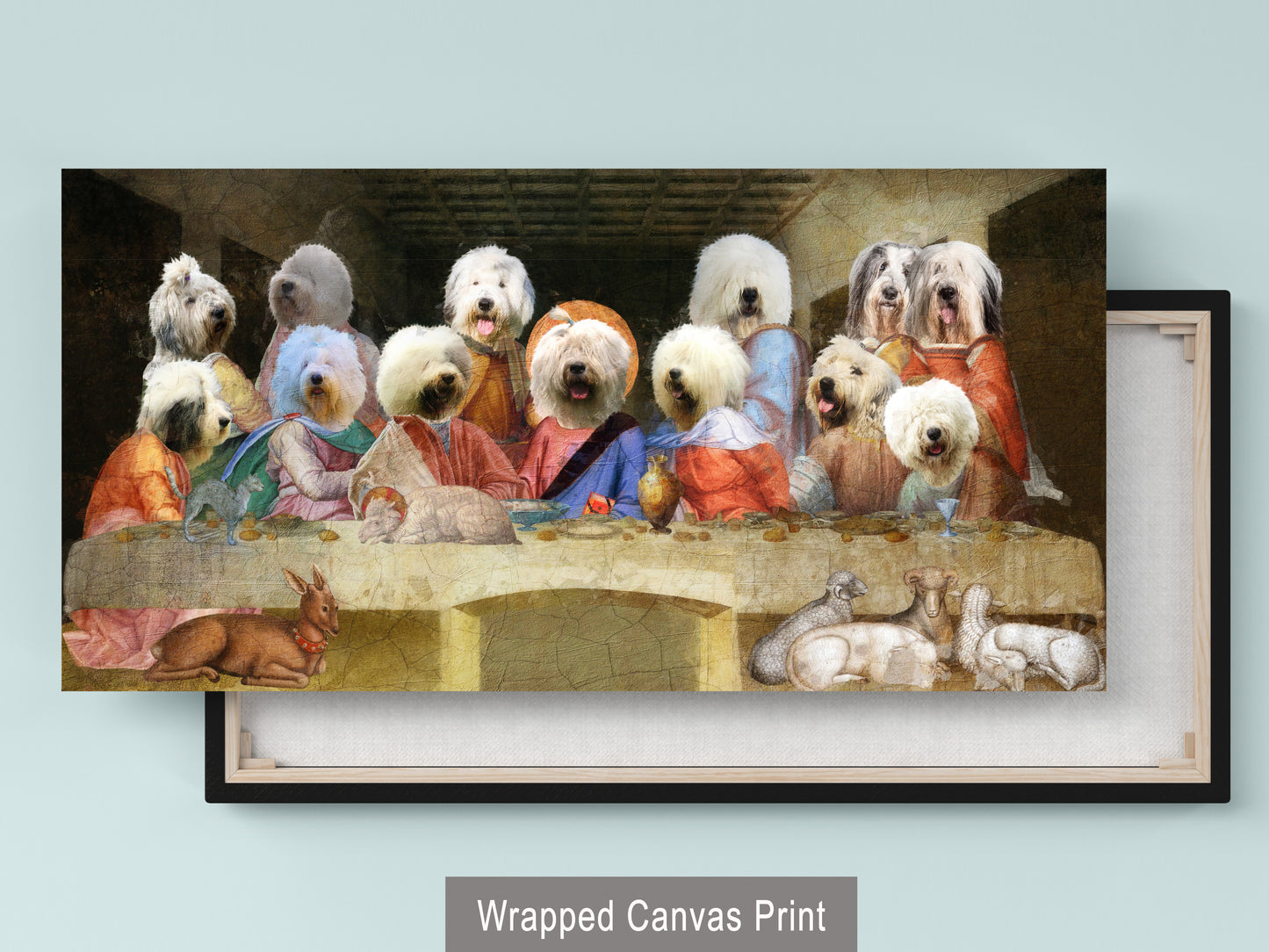 Old English Sheepdog Last Supper Renaissance Dog Painting