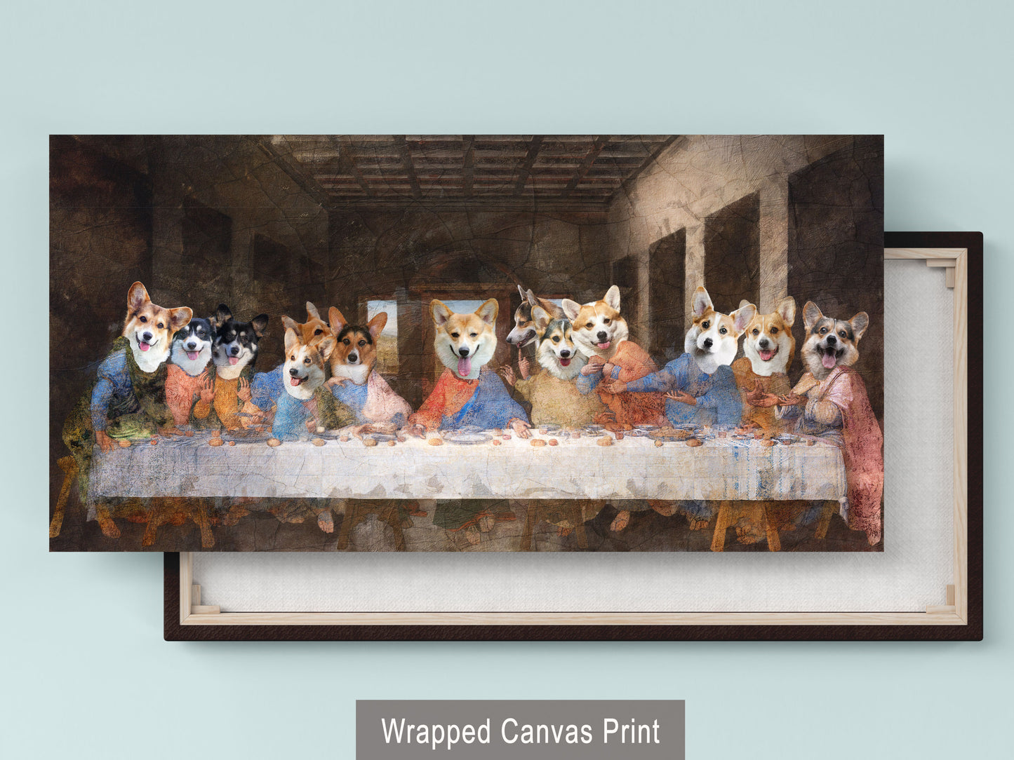 Pembroke Welsh Corgi Dog Art Last Supper Renaissance Painting