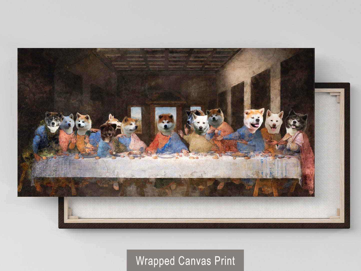 Akita Inu Last Supper Renaissance Dog Painting