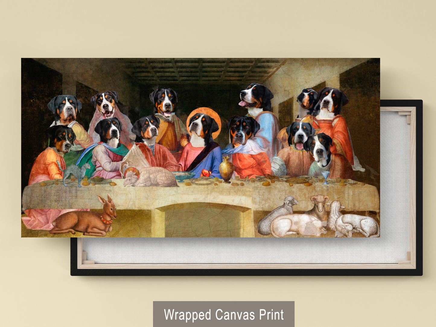 Greater Swiss Mountain Dog Last Supper Renaissance Dog Painting