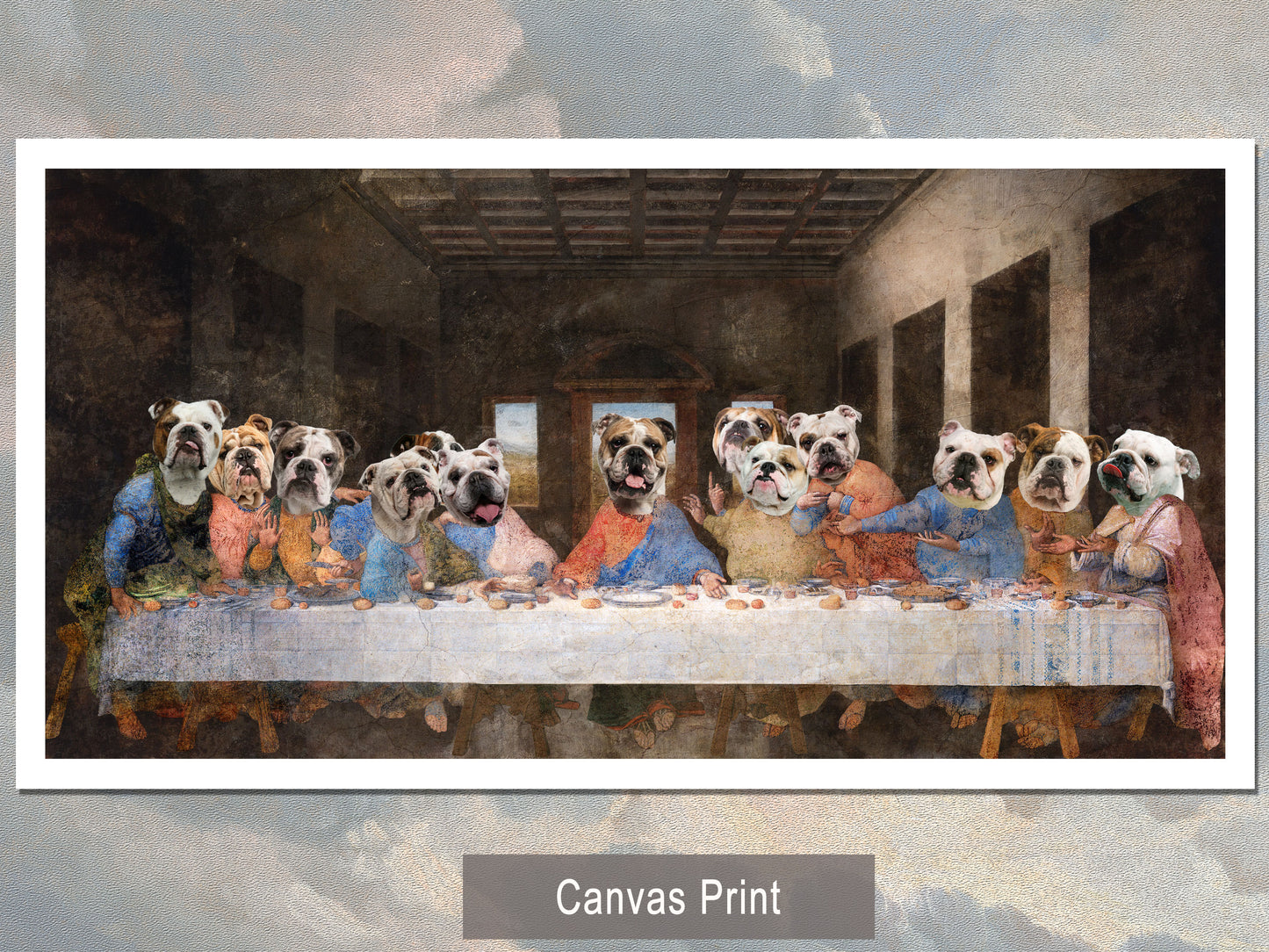 English Bulldog Last Supper Renaissance Dog Painting