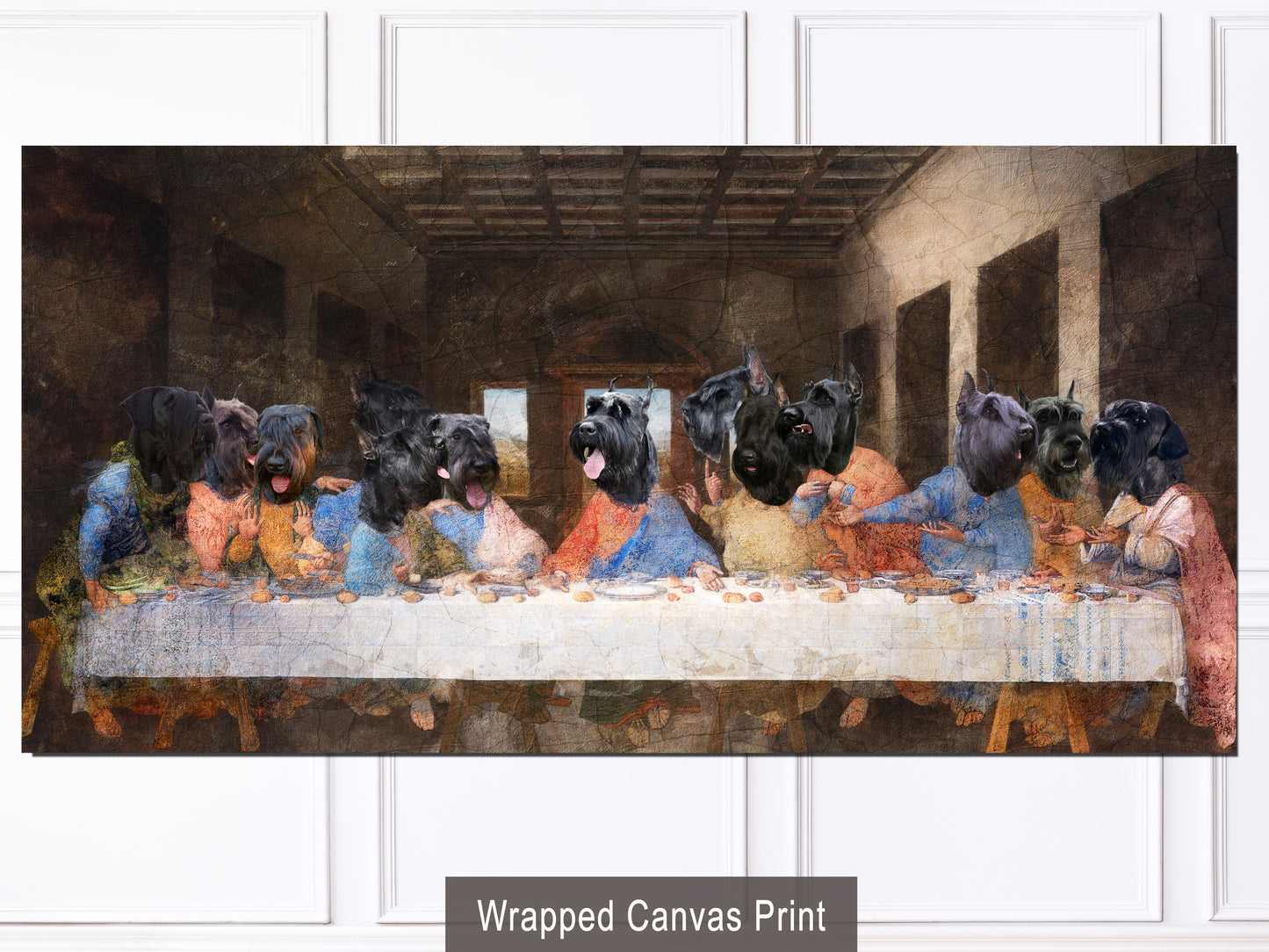 Giant Schnauzer Last Supper Renaissance Dog Painting