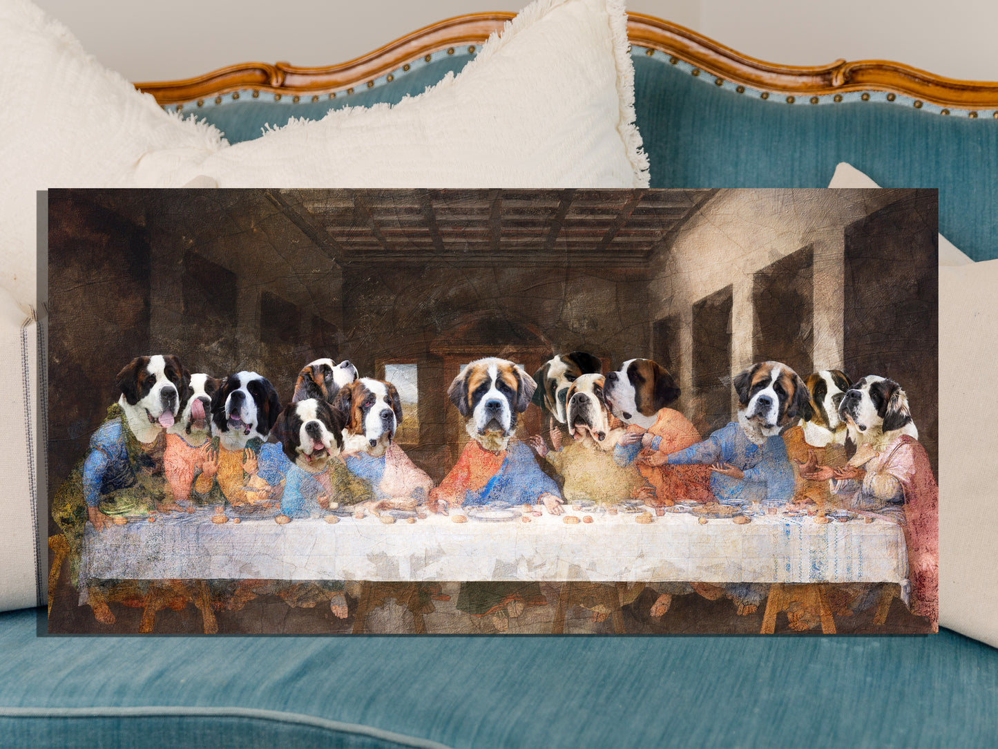St Bernard Last Supper Renaissance Dog Painting