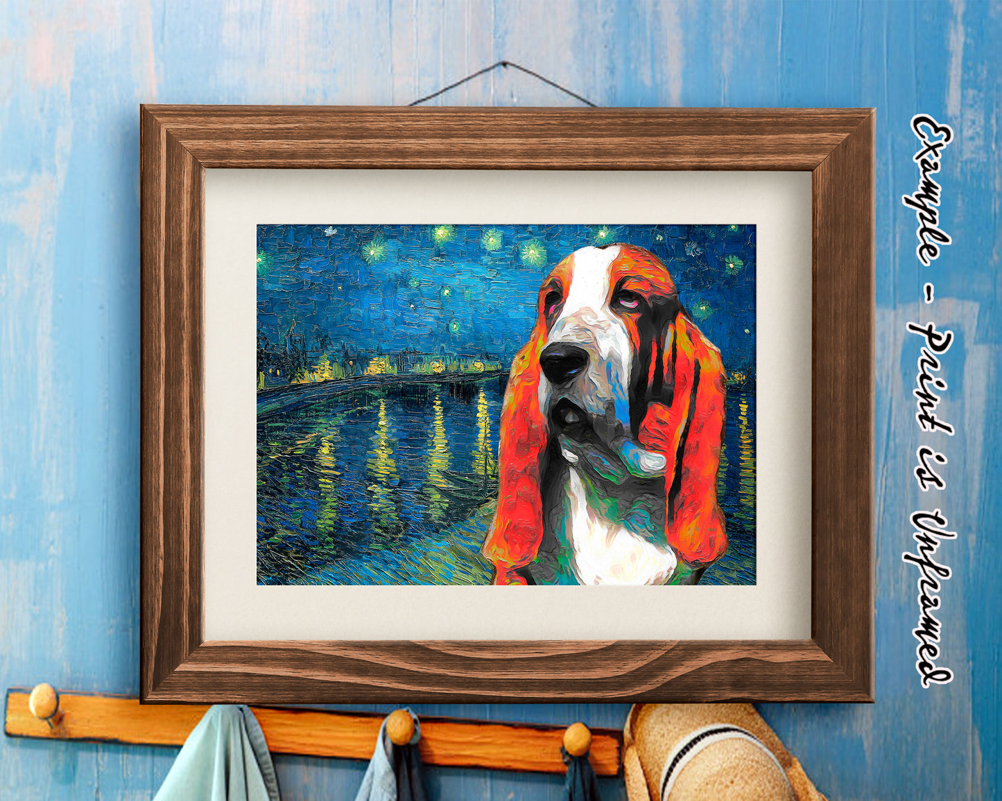 Basset Hound Starry Night Over the Rhone Van Gogh