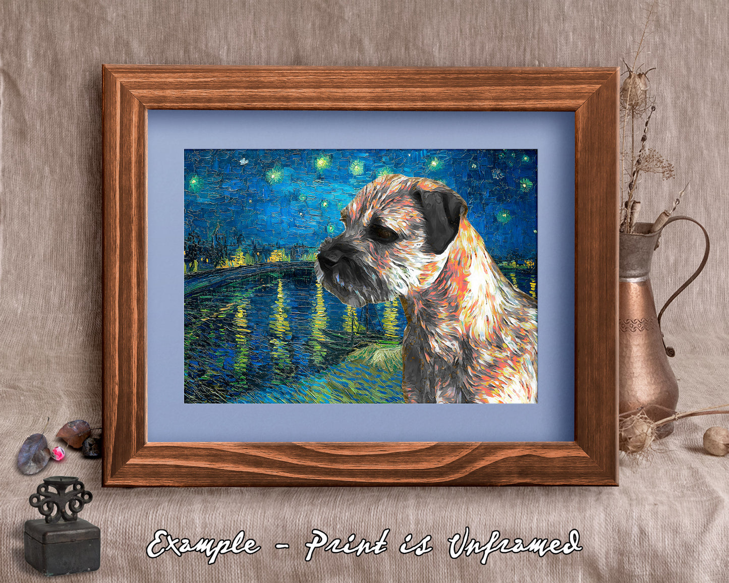Border Terrier Starry night Over the Rhone Vincent Van Gogh