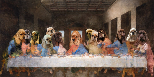 Red American Cocker Spaniel Last Supper Renaissance Dog Painting