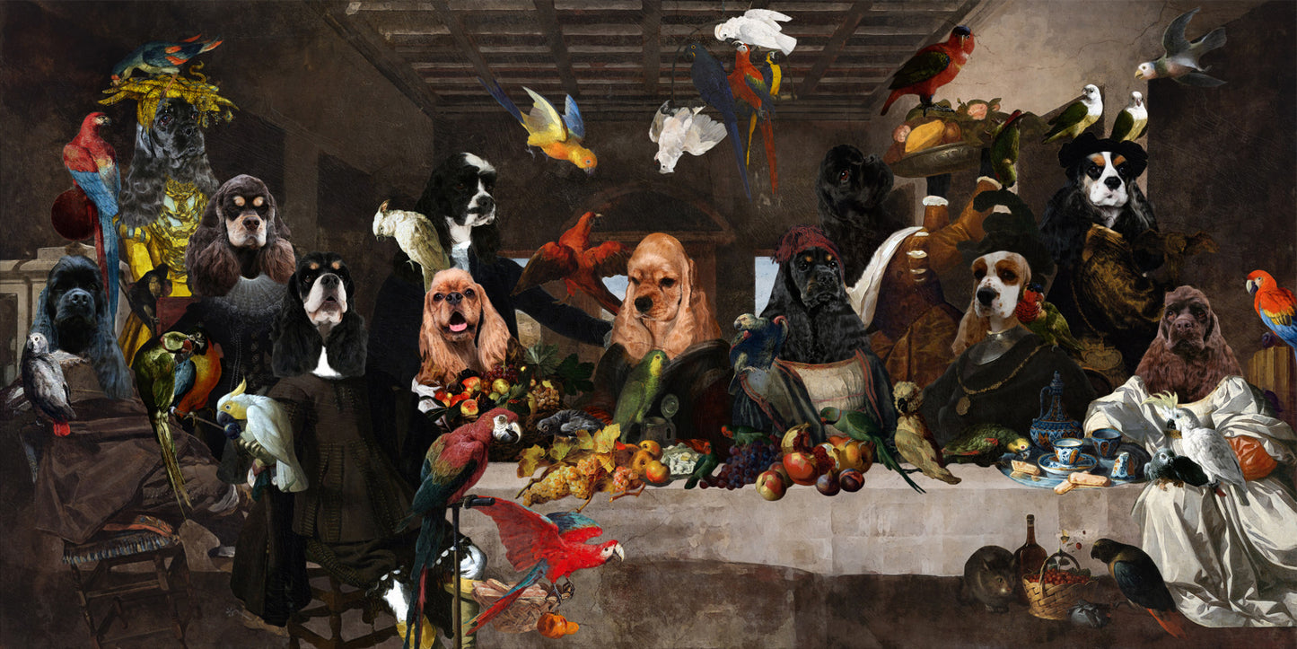 American Cocker Spaniel Last Supper Renaissance Dog Painting