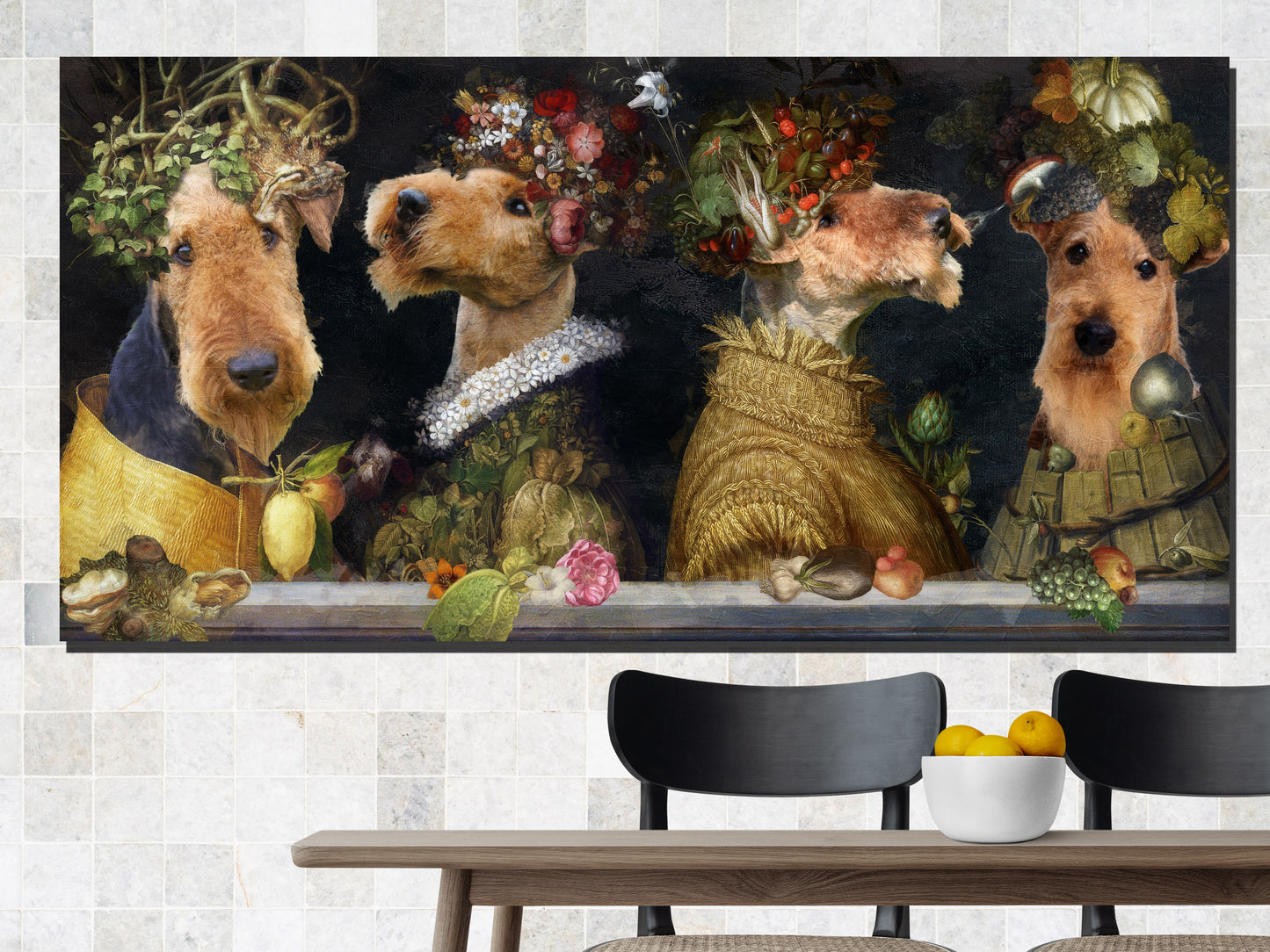 Airedale Terrier Four Seasons Arcimboldo Renaissance Dog Painting