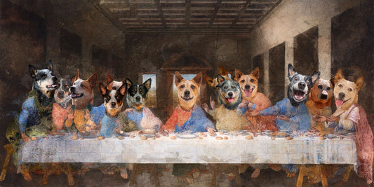 Australian Cattle Dog Last Supper Renaissance Dog Painting