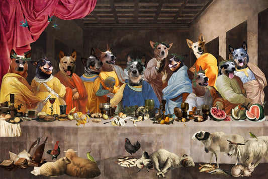 Australian Cattle Dog Last Supper Renaissance Painting