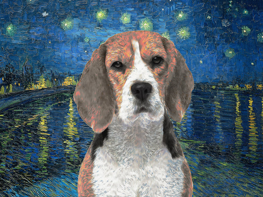 Beagle Starry Night Over the Rhone Art Van Gogh