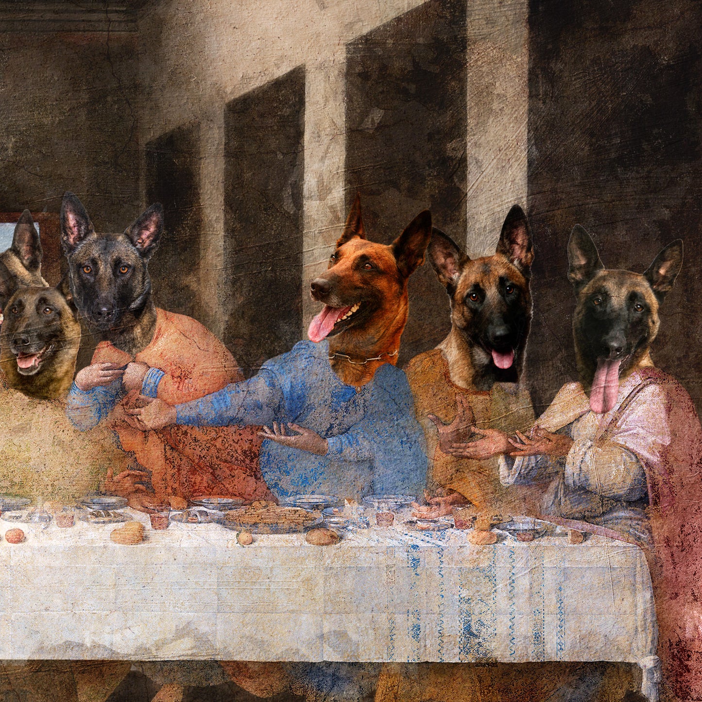 Belgian Malinois Last Supper Renaissance Masterpiece Dog
