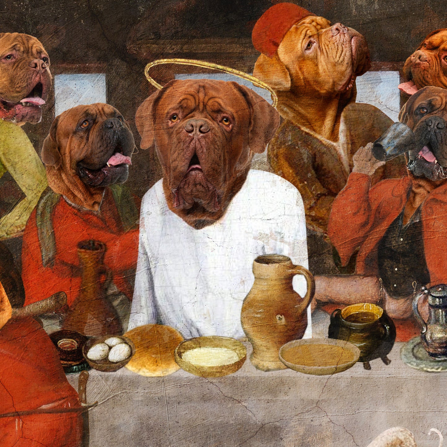 Dogue de Bordeaux Last Supper Renaissance Dog Painting