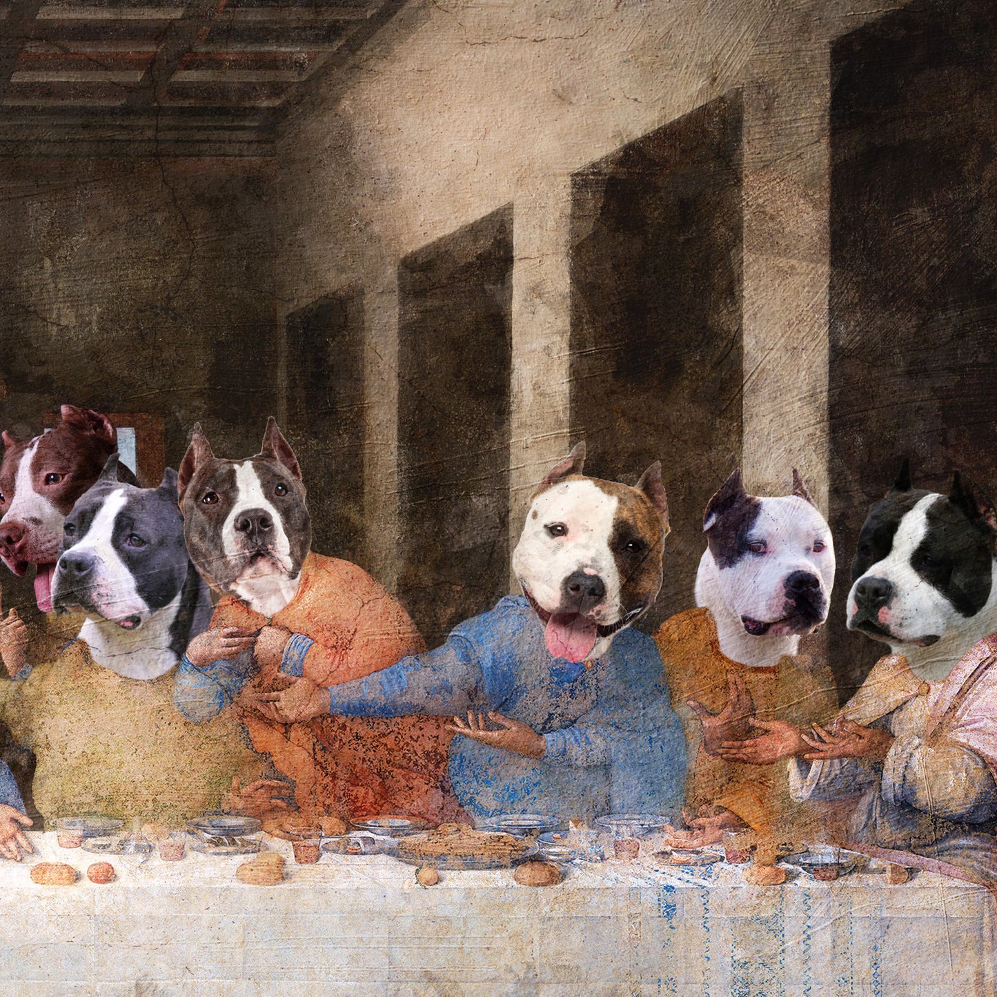 American Staffordshire Terrier Last Supper Renaissance Dog