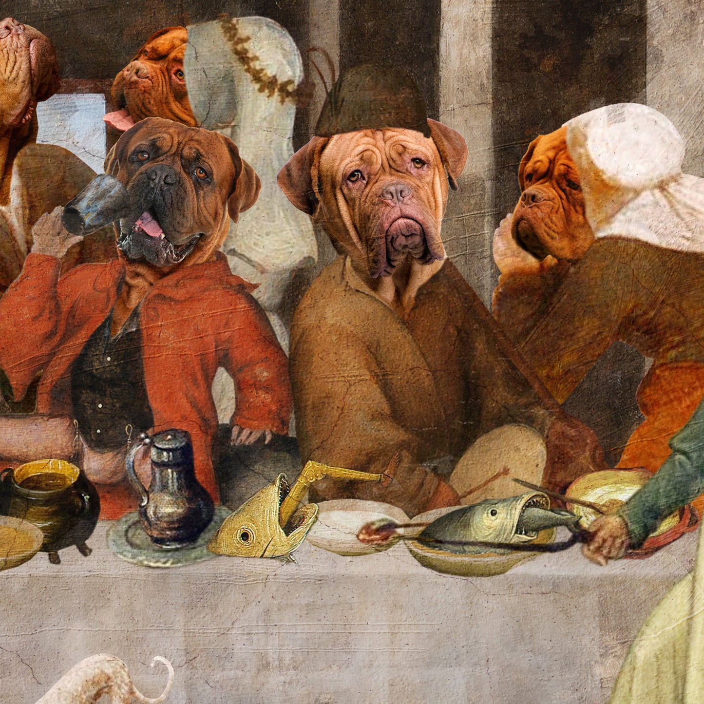 Dogue de Bordeaux Last Supper Renaissance Dog Painting
