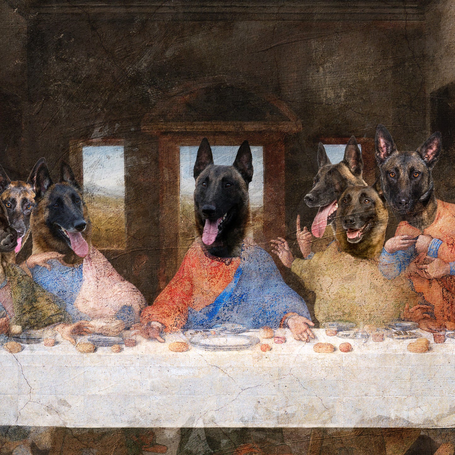 Belgian Malinois Last Supper Renaissance Masterpiece Dog