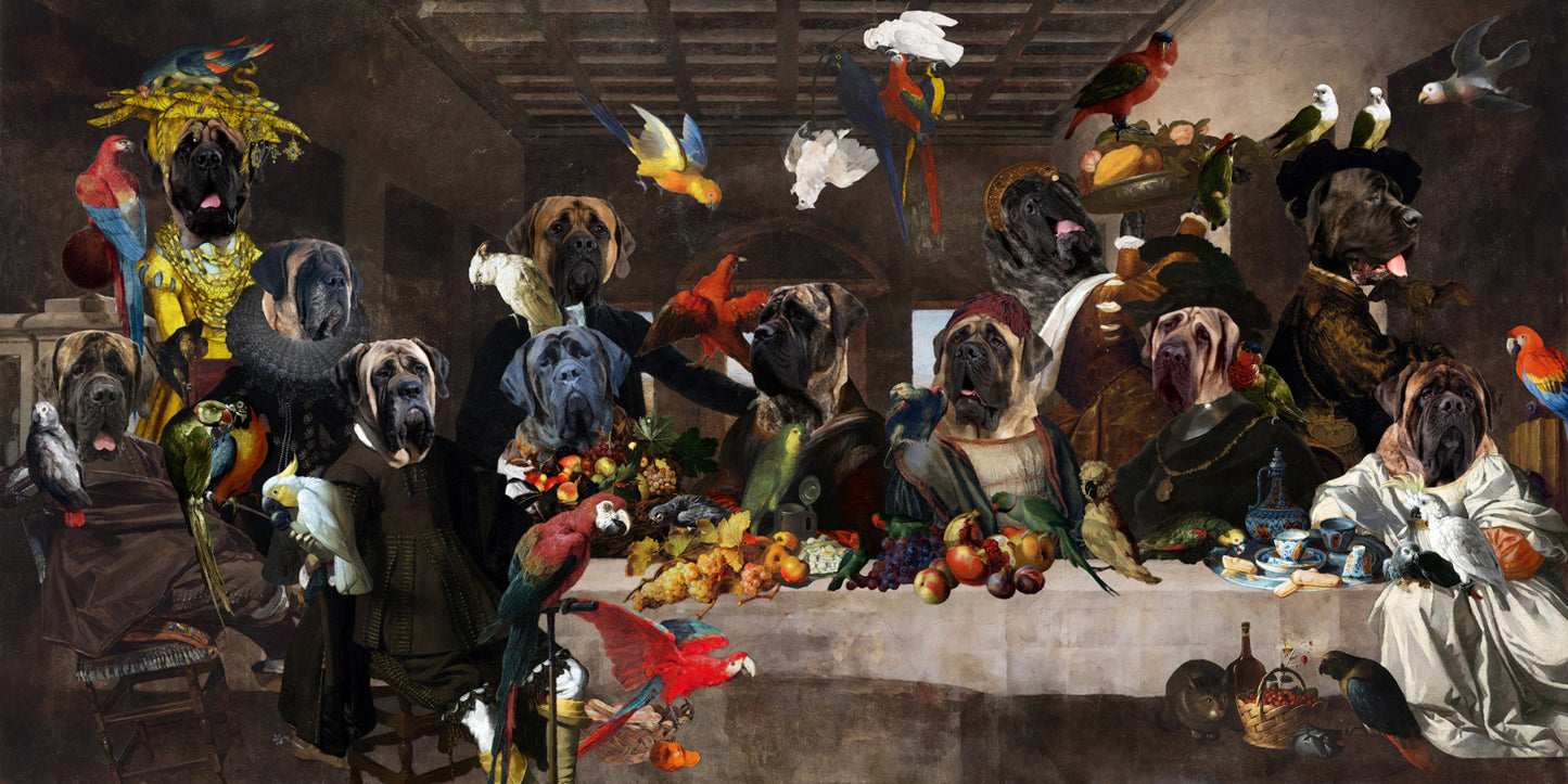 English Mastiff Last Supper Renaissance Dog Painting