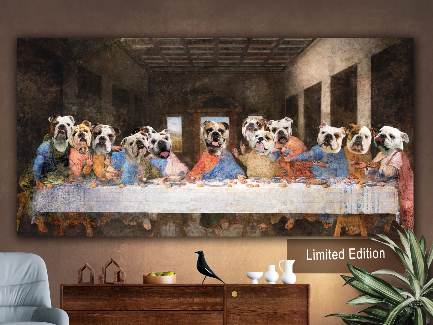 English Bulldog Last Supper Renaissance Dog Painting