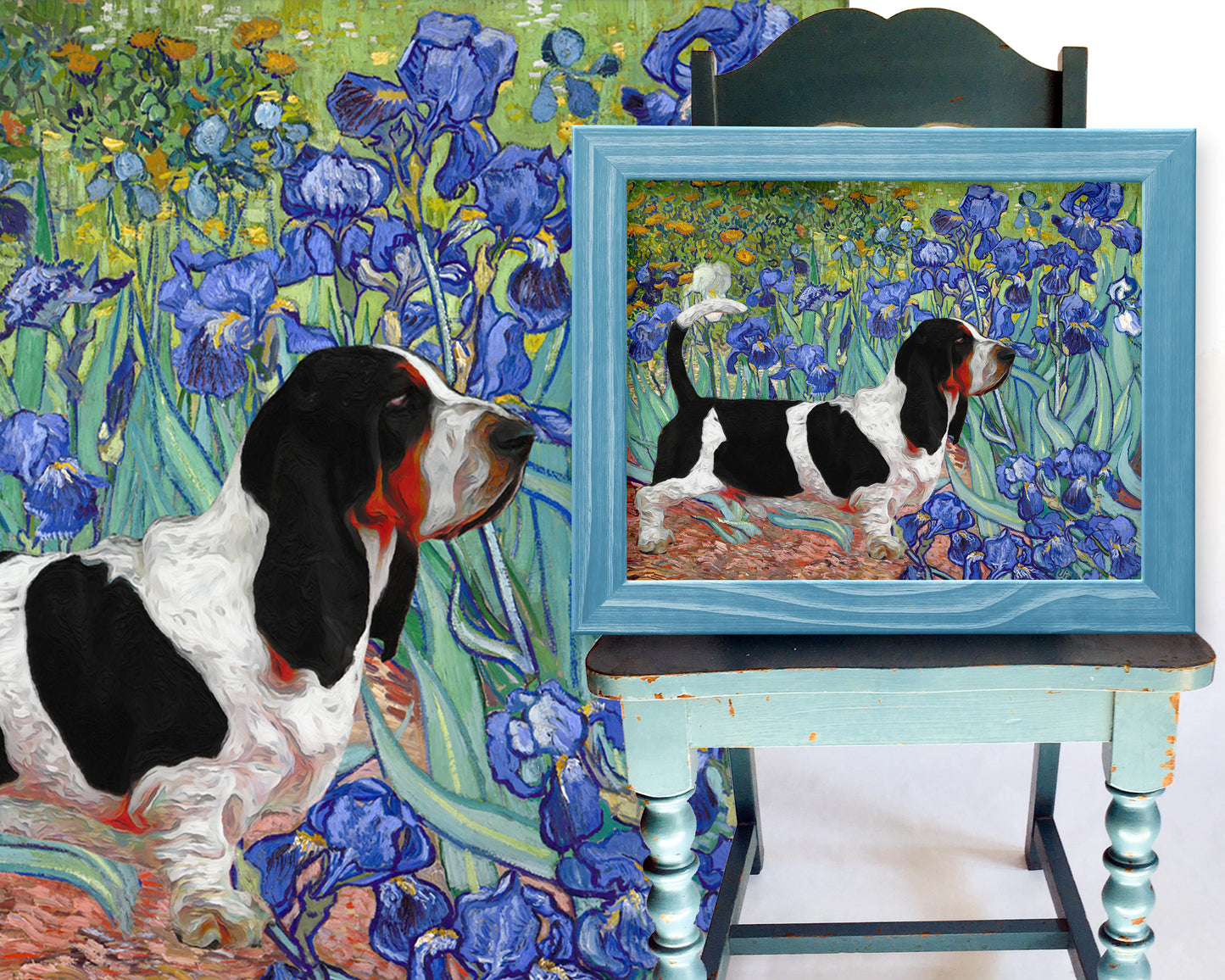 Basset Hound Irises Van Gogh Art by Nobility Dogs