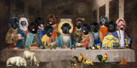 Chien de Terre-Neuve Dernière Cène Peinture de chien de la Renaissance