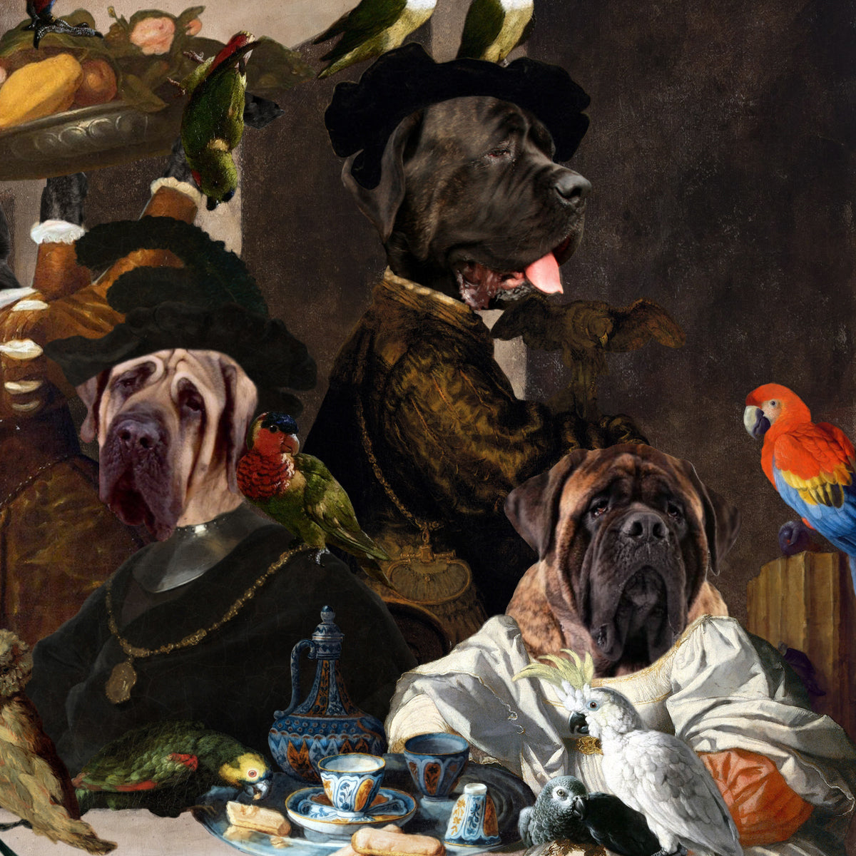 Peinture de chien de la Renaissance de la Cène de Mastiff anglais