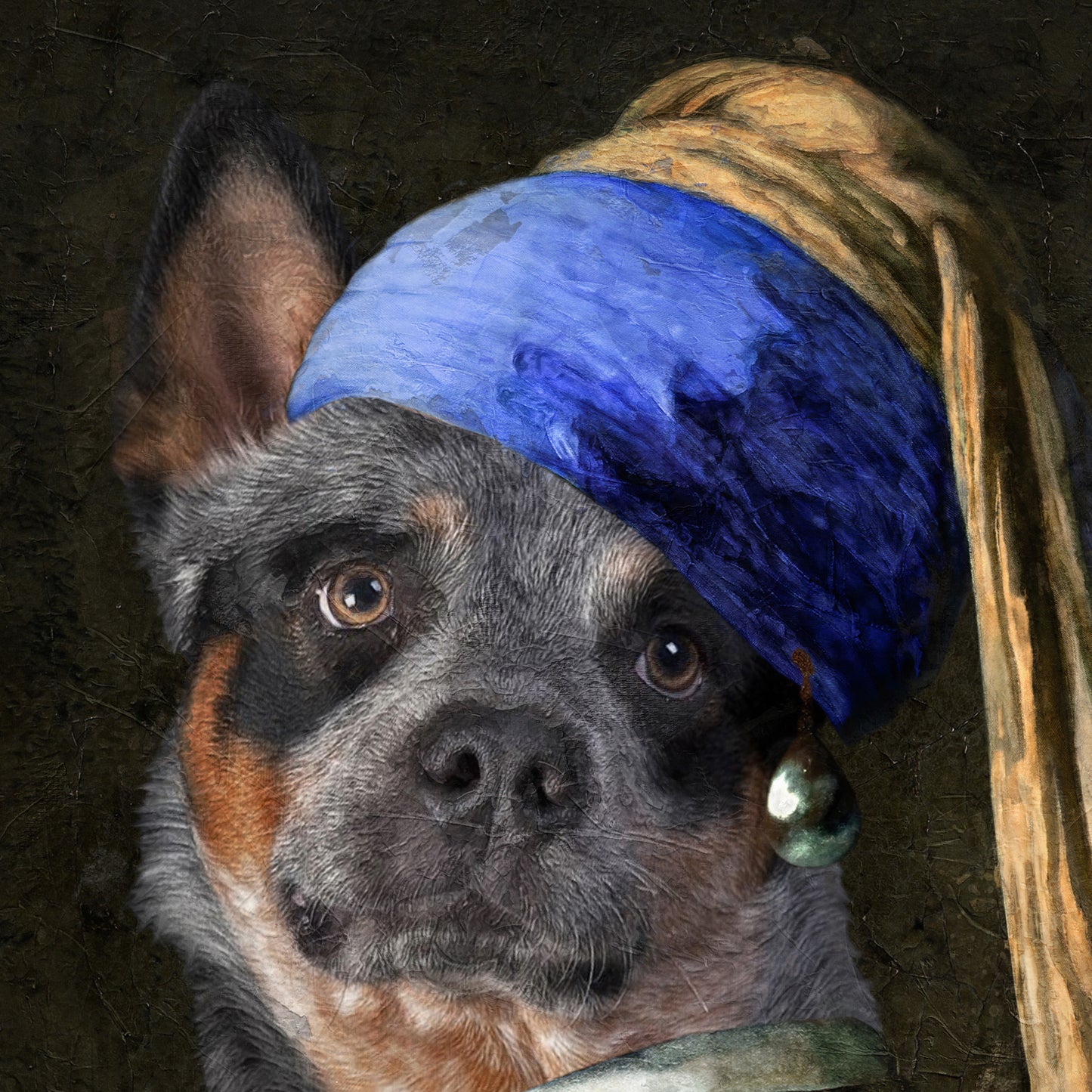 Blue Heeler Artist and Girl With a Pearl Earring Model Diptych Renaissance Art