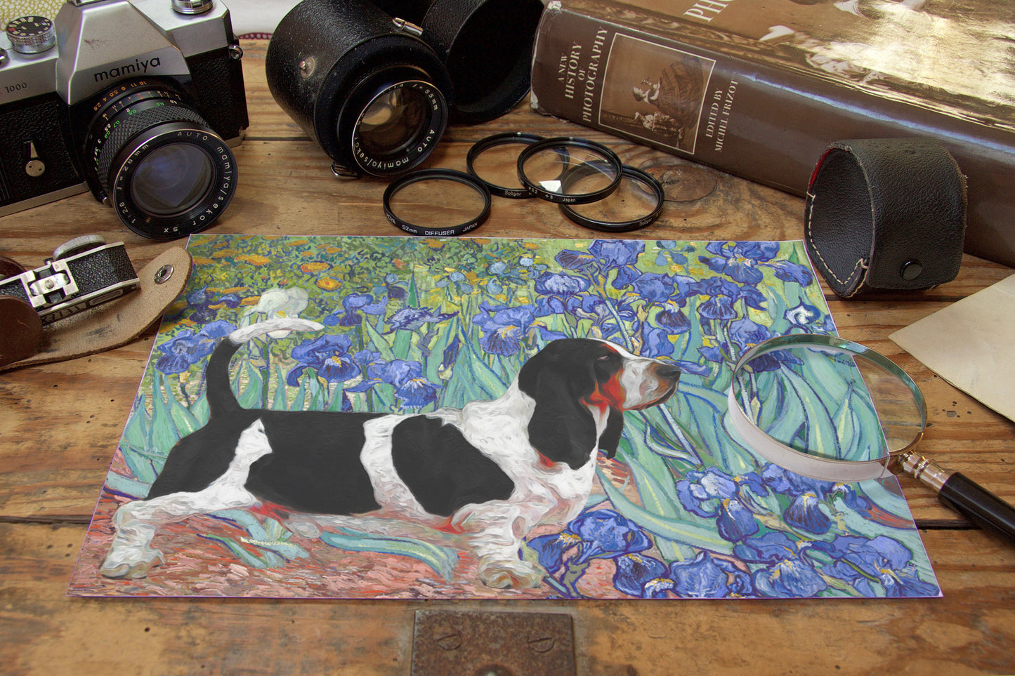 Basset Hound Irises Van Gogh Art by Nobility Dogs