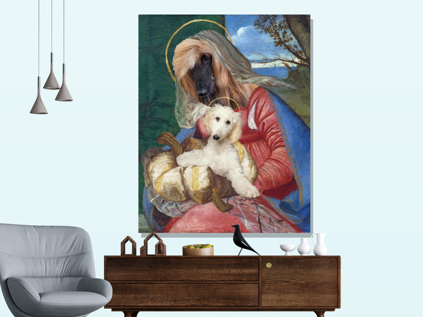 Bache Madonna Afghan Hound and Puppy Renaissance Dog