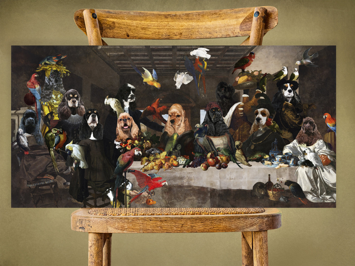 American Cocker Spaniel Last Supper Renaissance Dog Painting