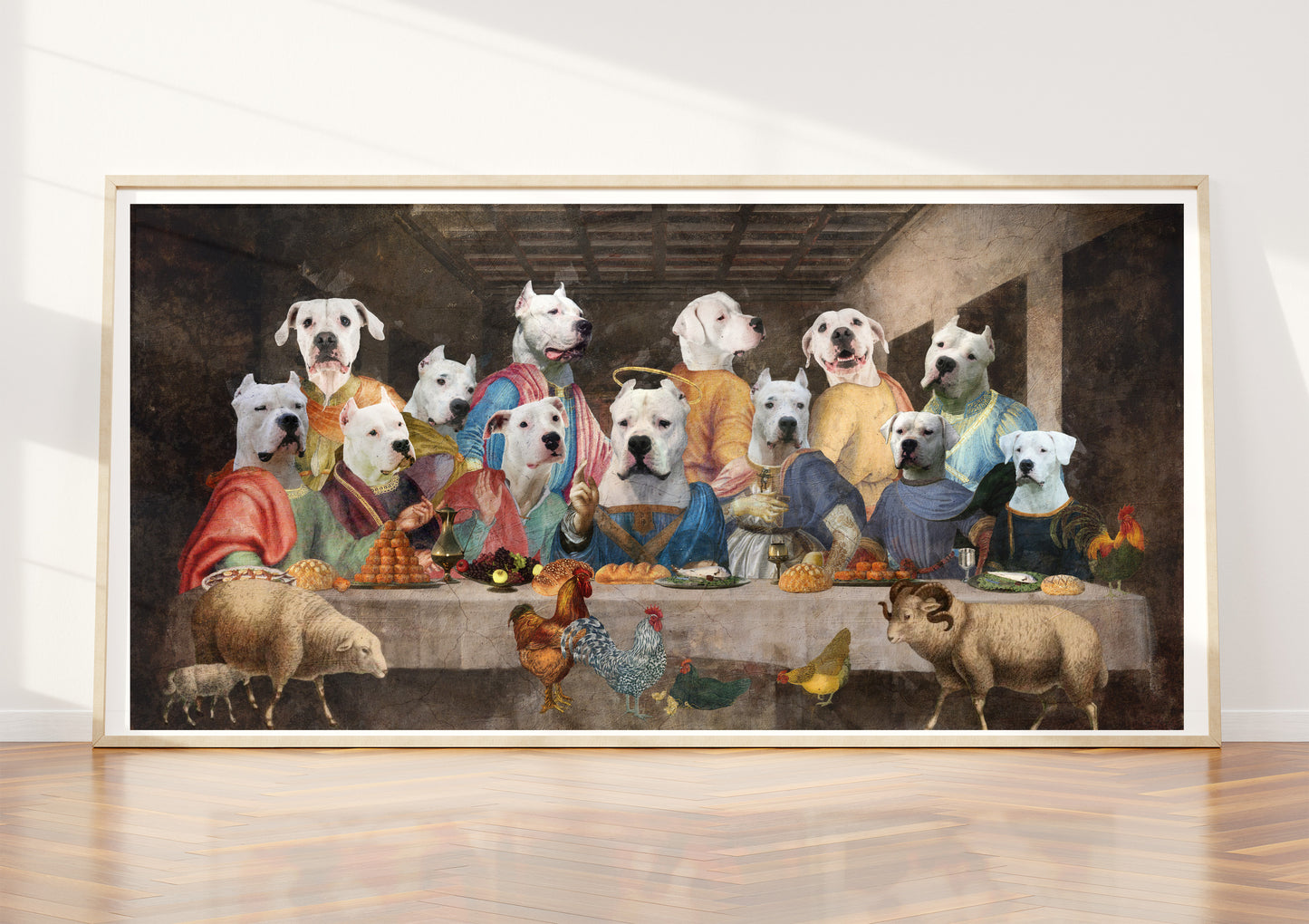 Dogo Argentino Last Supper Renaissance Dog Painting