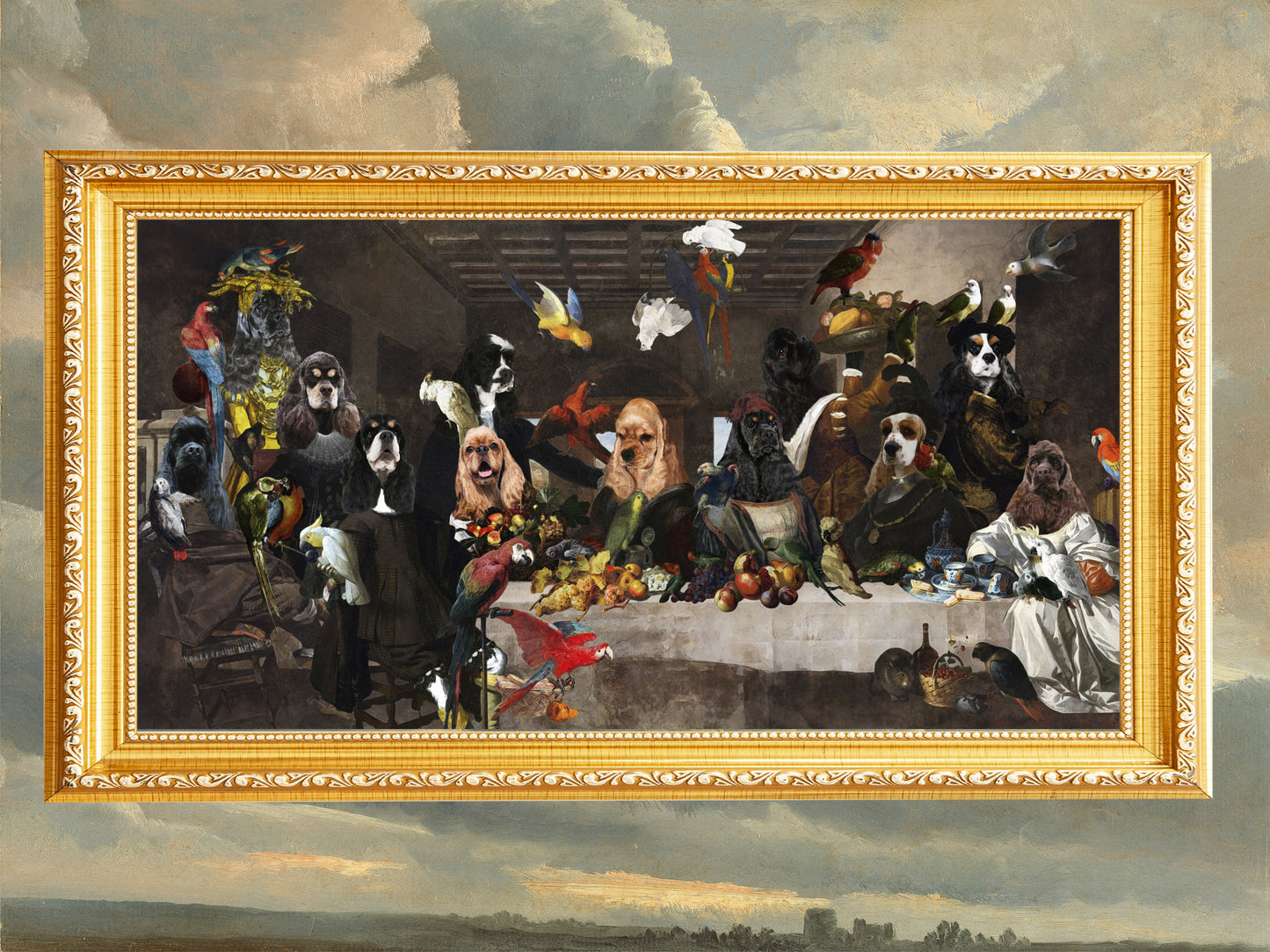 American Cocker Spaniel Last Supper Renaissance Dog Painting