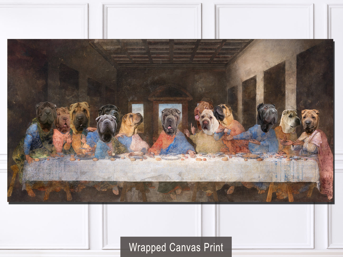 Shar Pei Last Supper Renaissance Dog Painting