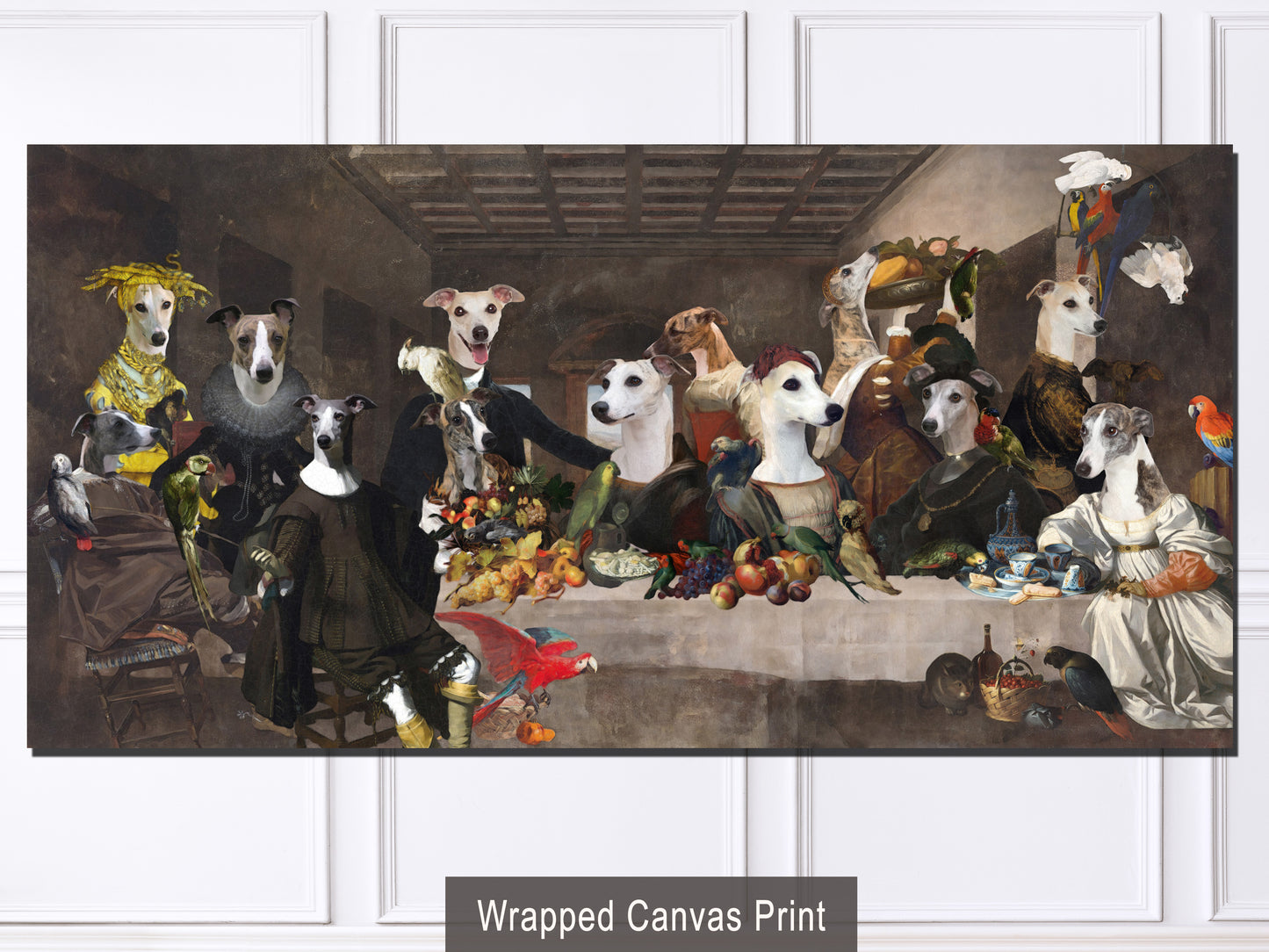 Whippets Last Supper Renaissance Dog Painting