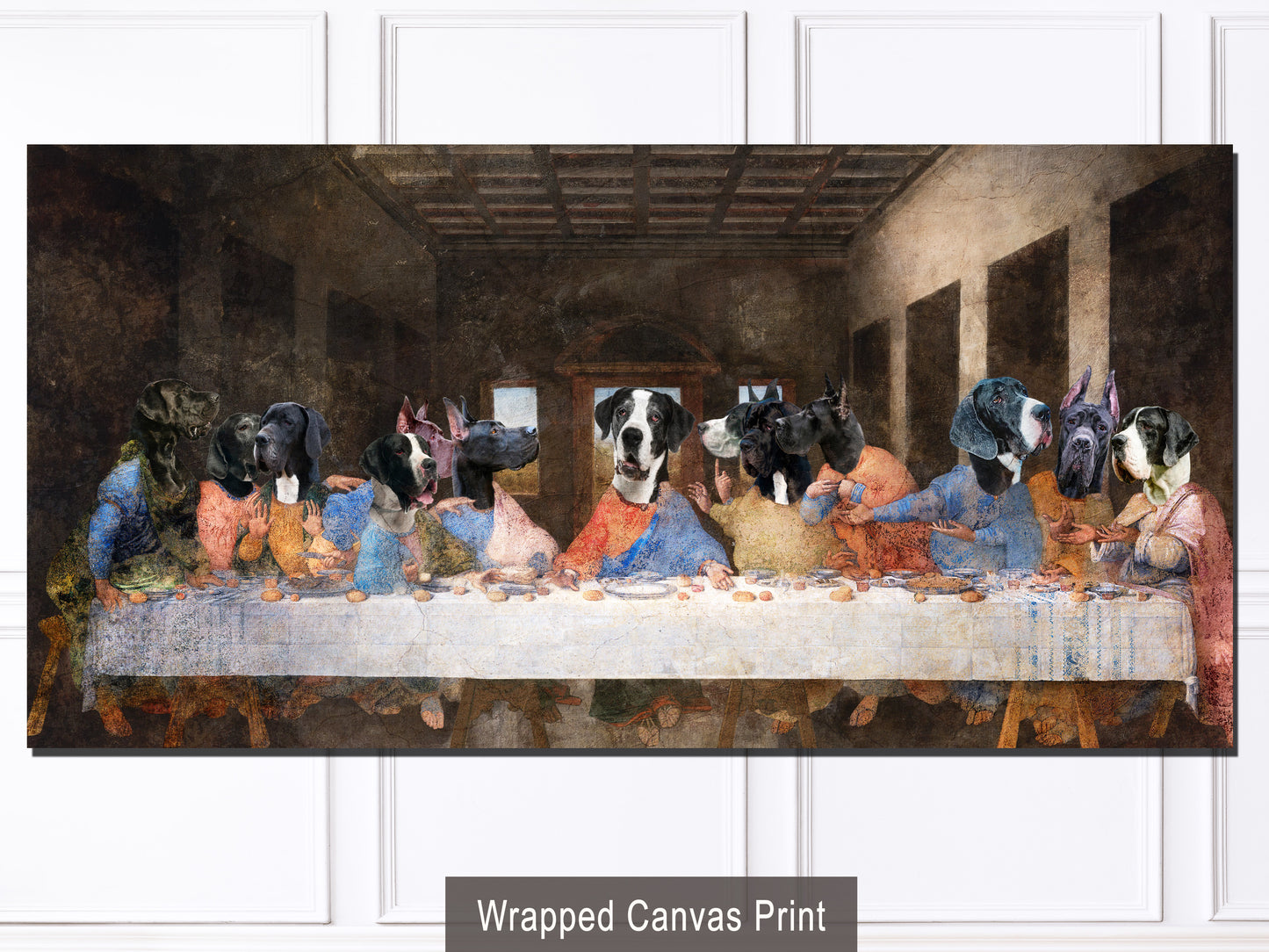 Black Great Dane Last Supper Renaissance Dog Painting
