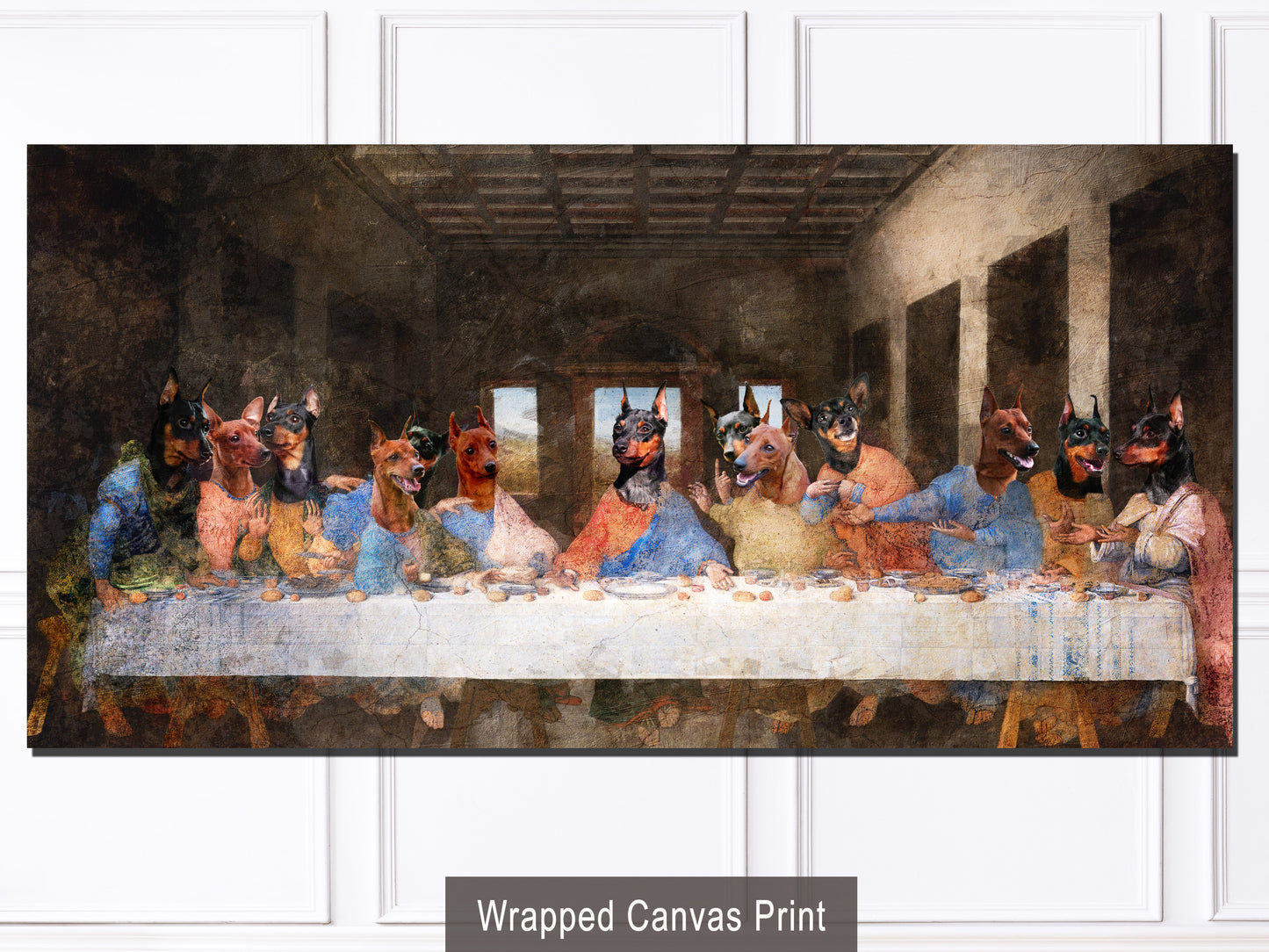 Miniature Pinscher Last Supper Renaissance Dog Painting