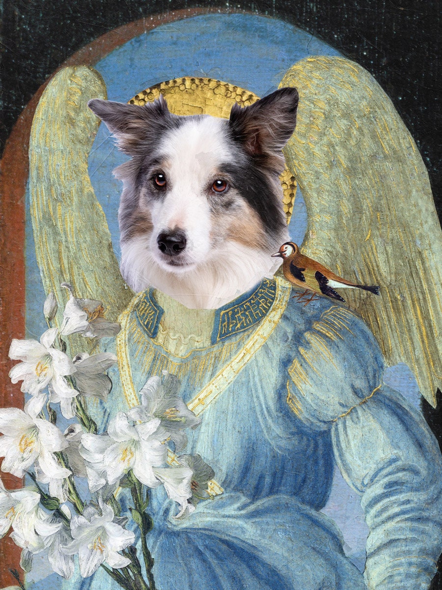 Madonna Litta Border Collie and with Angel Diptych