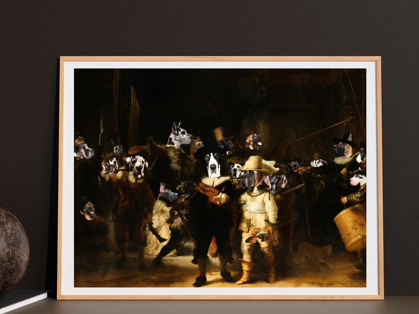 The Night Watch Rembrandt van Great Dane Dog Style Art Renaissance Masterpiece