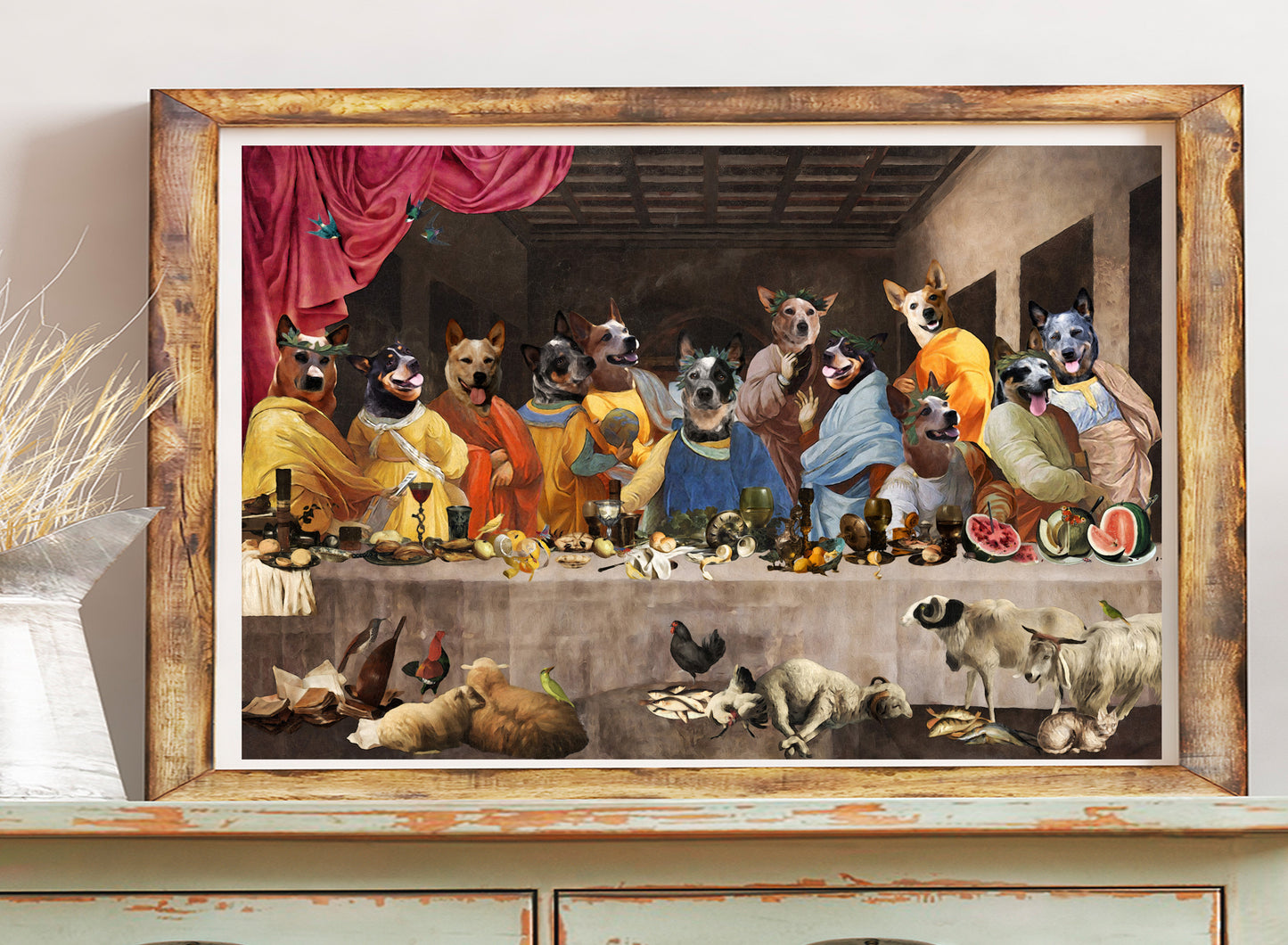 Australian Cattle Dog Last Supper Renaissance Painting