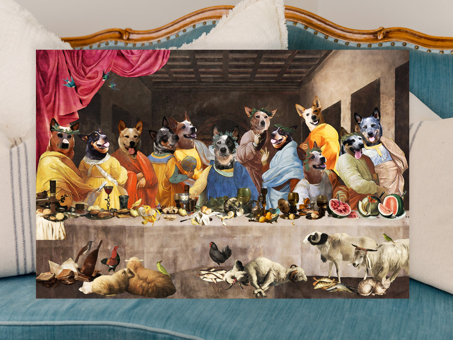 Australian Cattle Dog Last Supper Renaissance Painting