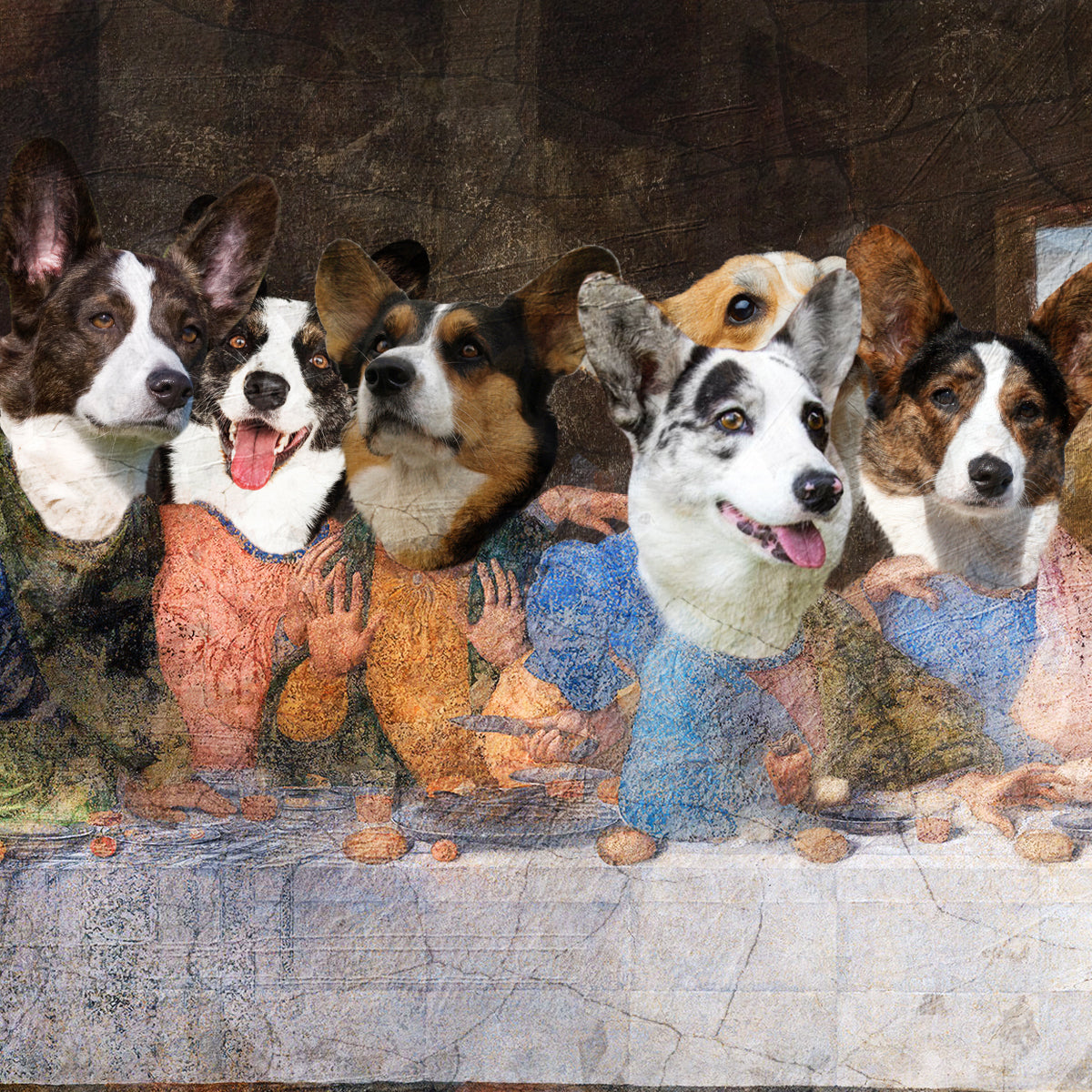 Cardigan Welsh Corgi Dog Last Supper Renaissance Painting
