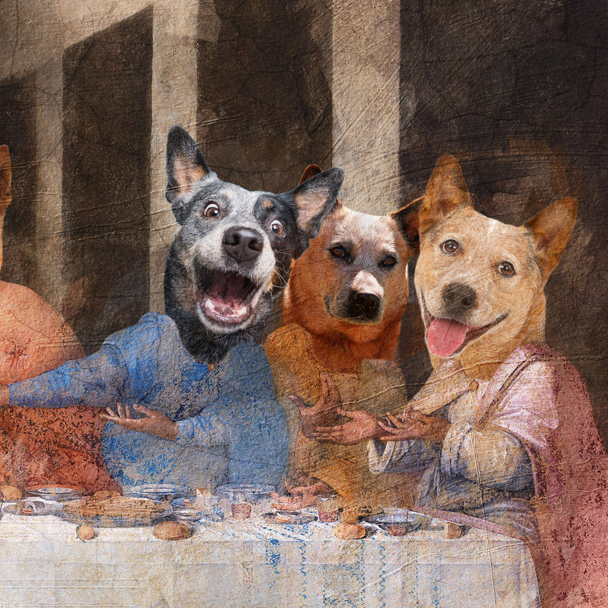 Australian Cattle Dog Last Supper Renaissance Dog Painting
